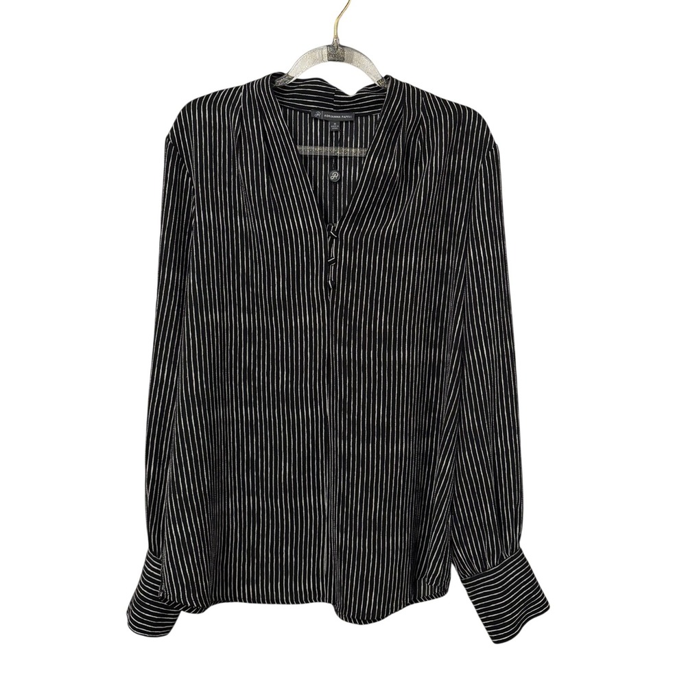 Adrianna Papell Pinstripe Top Women M Office Corporate Old Money Capsule Minimal